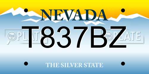 T837BZ Nevada License Plate