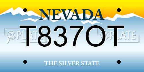 T837OT Nevada License Plate