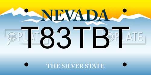T83TBT Nevada License Plate