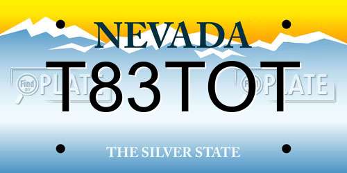T83TOT Nevada License Plate