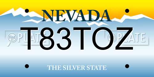 T83TOZ Nevada License Plate