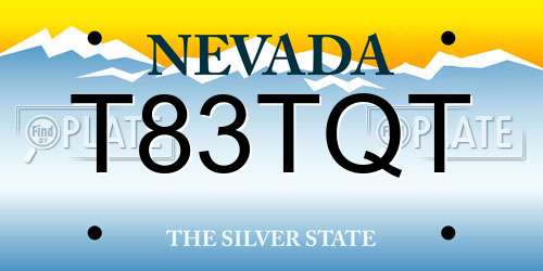 T83TQT Nevada License Plate