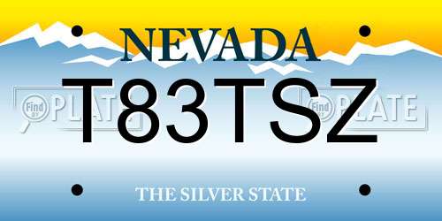 T83TSZ Nevada License Plate