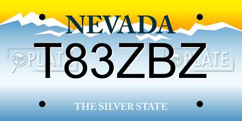 T83ZBZ Nevada License Plate