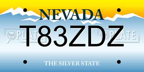 T83ZDZ Nevada License Plate