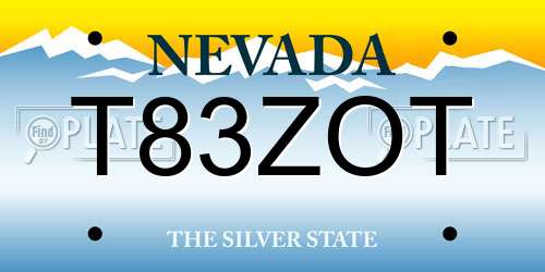 T83ZOT Nevada License Plate