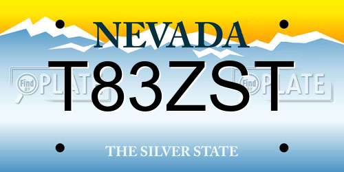 T83ZST Nevada License Plate