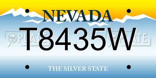 T8435W Nevada License Plate