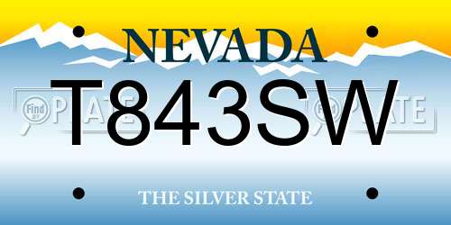 T843SW Nevada License Plate