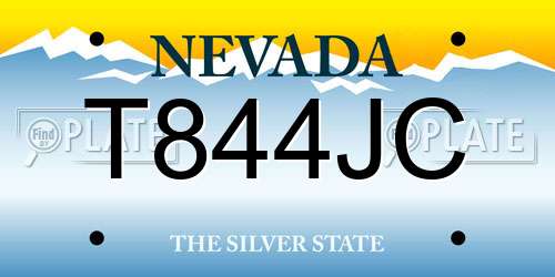 T844JC Nevada License Plate