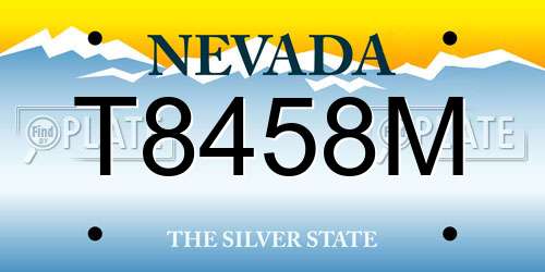 T8458M Nevada License Plate