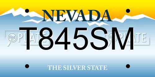 T845SM Nevada License Plate