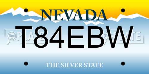 T84EBW Nevada License Plate
