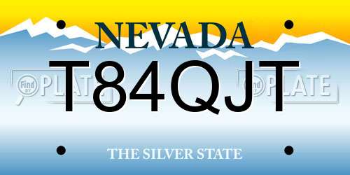 T84QJT Nevada License Plate