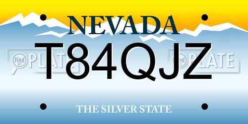 T84QJZ Nevada License Plate