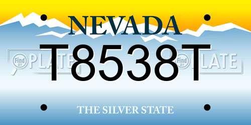 T8538T Nevada License Plate