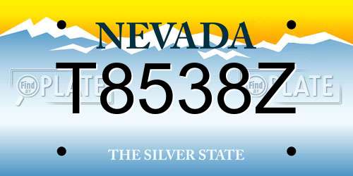 T8538Z Nevada License Plate
