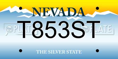 T853ST Nevada License Plate