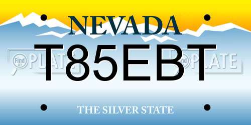 T85EBT Nevada License Plate