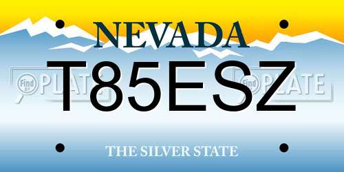 T85ESZ Nevada License Plate