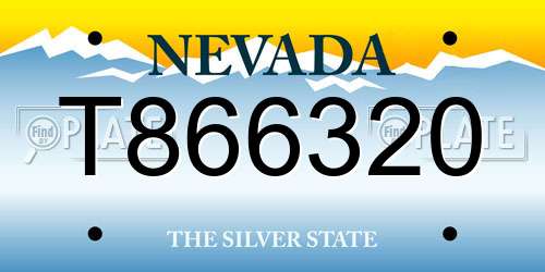 T866320 Nevada License Plate