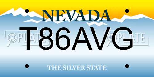 T86AVG Nevada License Plate
