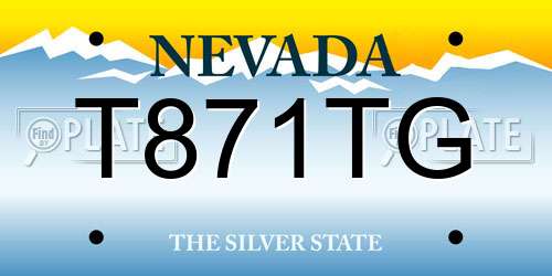 T871TG Nevada License Plate