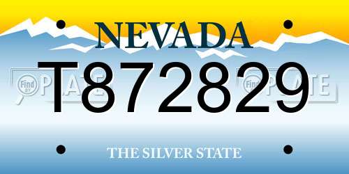 T872829 Nevada License Plate
