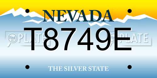 T8749E Nevada License Plate
