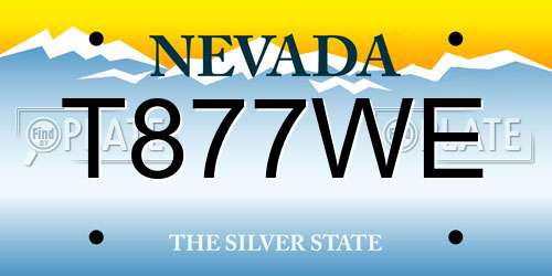 T877WE Nevada License Plate