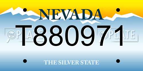 T880971 Nevada License Plate