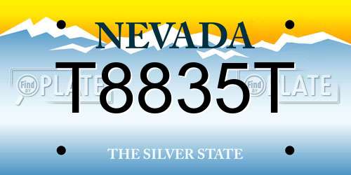 T8835T Nevada License Plate