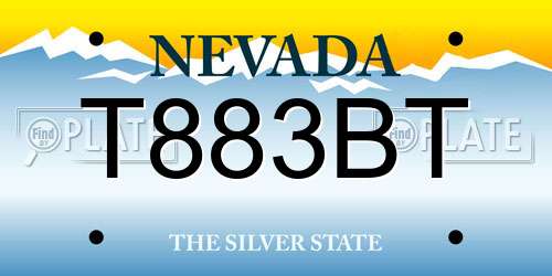 T883BT Nevada License Plate