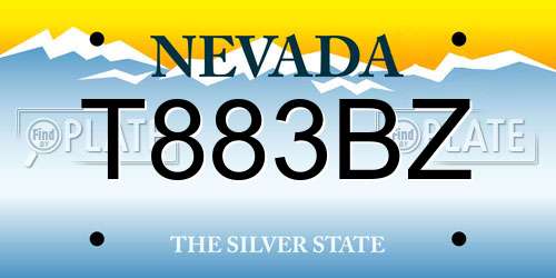 T883BZ Nevada License Plate