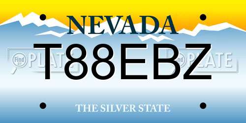 T88EBZ Nevada License Plate