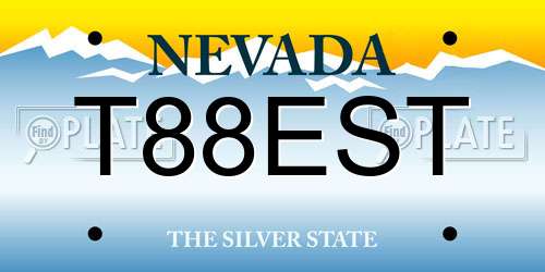 T88EST Nevada License Plate