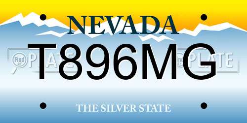 T896MG Nevada License Plate