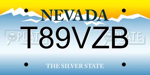 T89VZB Nevada License Plate