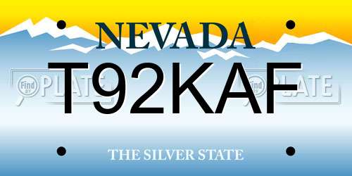 T92KAF Nevada License Plate