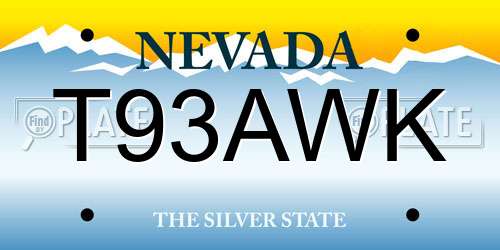 T93AWK Nevada License Plate