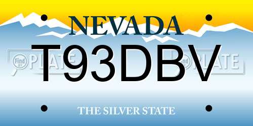 T93DBV Nevada License Plate