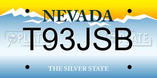 T93JSB Nevada License Plate