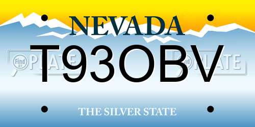 T93OBV Nevada License Plate