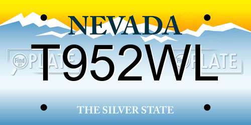 T952WL Nevada License Plate