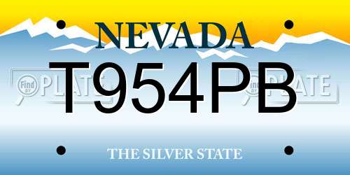 T954PB Nevada License Plate