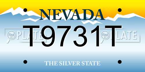 T9731T Nevada License Plate