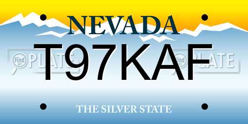 T97KAF Nevada License Plate