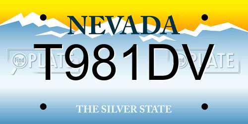 T981DV Nevada License Plate