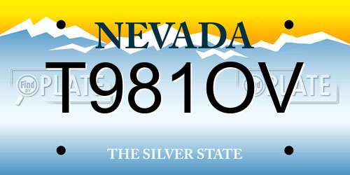 T981OV Nevada License Plate