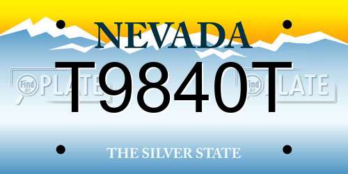 T9840T Nevada License Plate